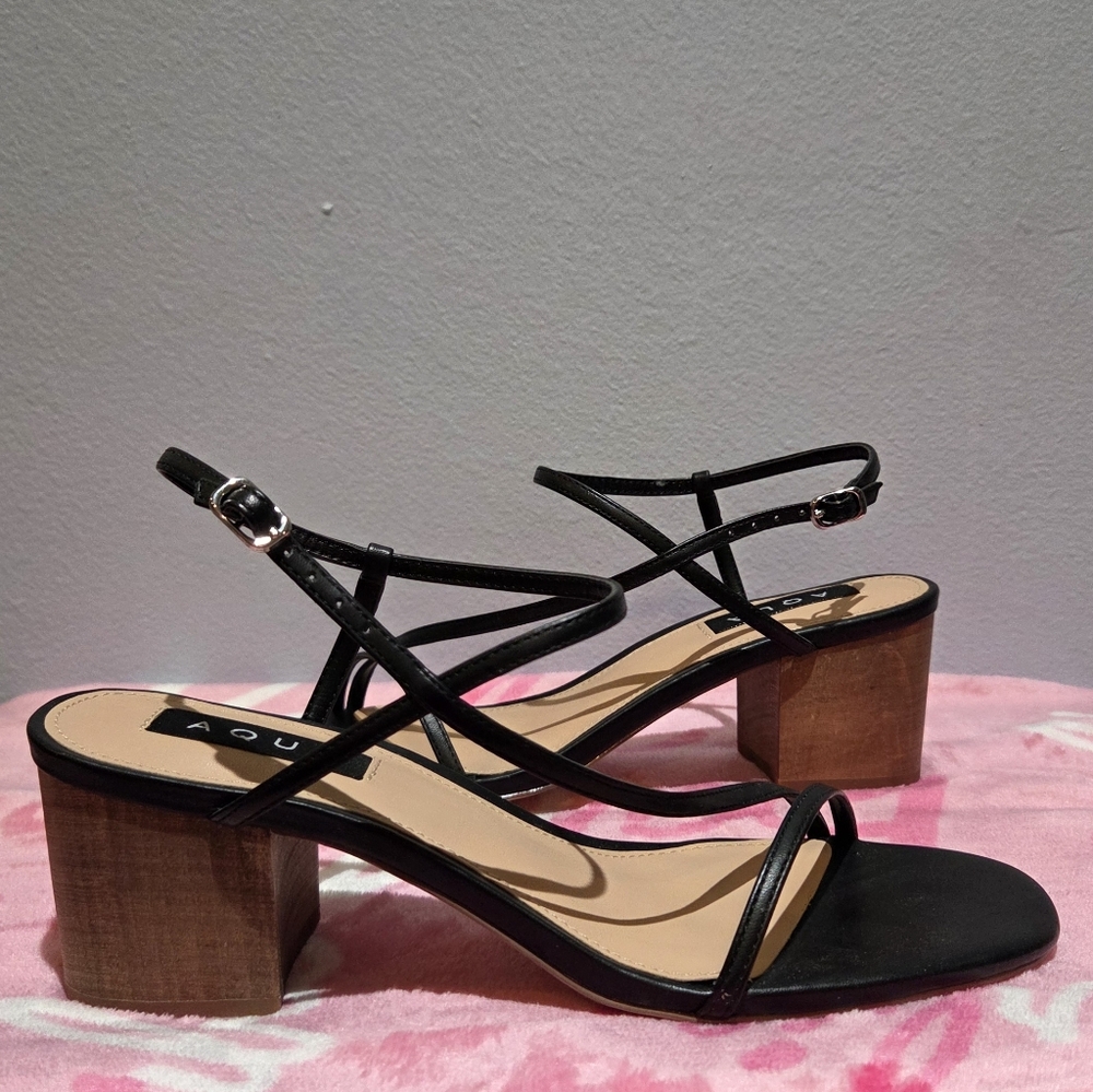 Women's Aqua Black Strappy Heel, Size 9M - Picture 3 of 8